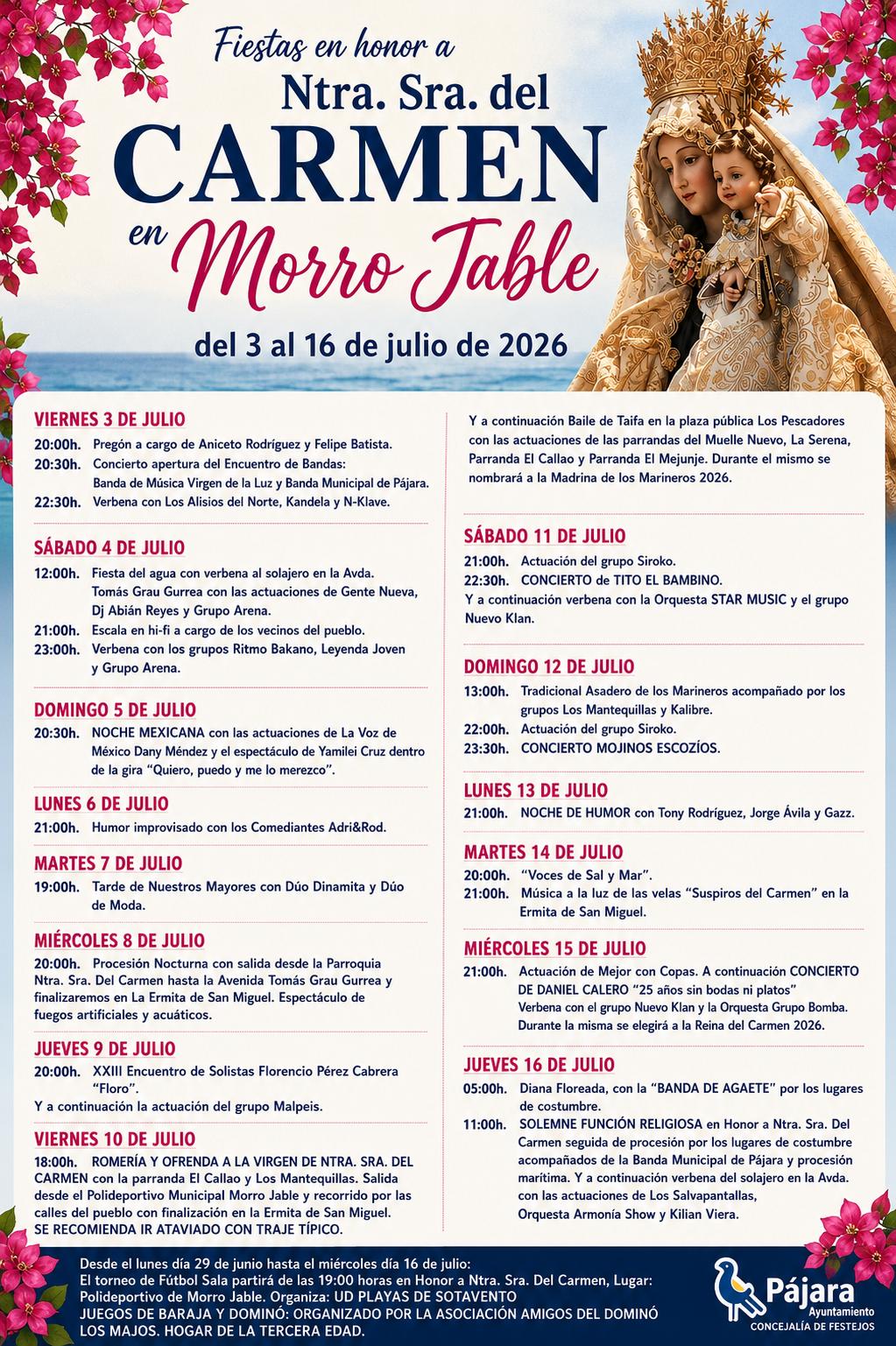 Cartel fiestas del Carmen en Morro Jable